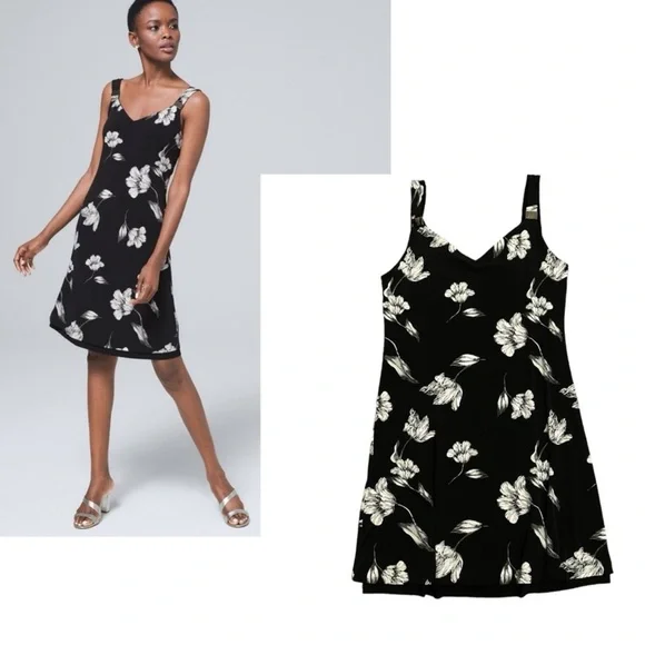 WHITE HOUSE BLACK MARKET NWT Sleeveless Floral Reversible Tank Dress L - Picture 2 of 12